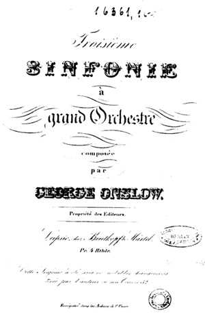 George Onslow, Titelblatt des 1835 erschienenen Stimmdrucks der dritten Sinfonie (Staatsbibliothek zu Berlin-Preußischer Kulturbesitz, Musikabteilung mit Mendelssohn-Archiv, Signatur: 16361)
